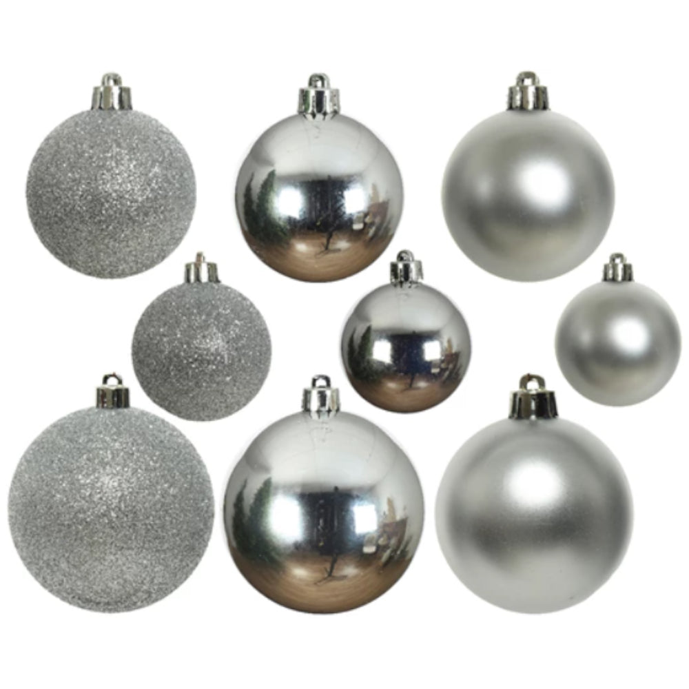 Weihnachtskugel Bruchfest Silber 4-6 cm Glanz Matt Glitter Mix