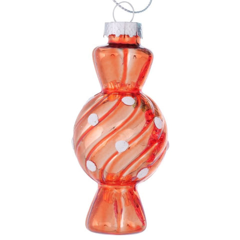 Anhänger Bonbon aus Glas Orange Glanz 8 cm